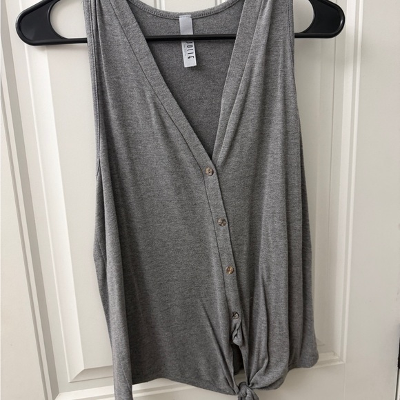 Jolie Tops - Gray button up Tied tank top